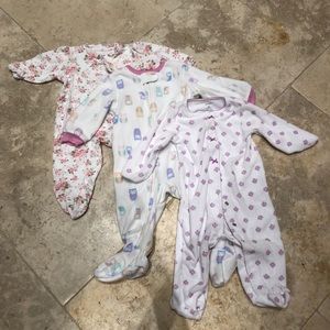 Bundle of 3 size 6 month footed pajamas